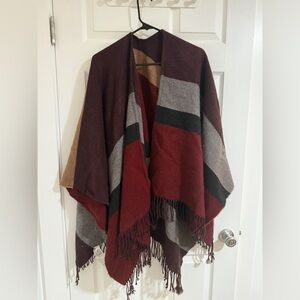 Uniqlo Maroon and Gray Knit Scarf